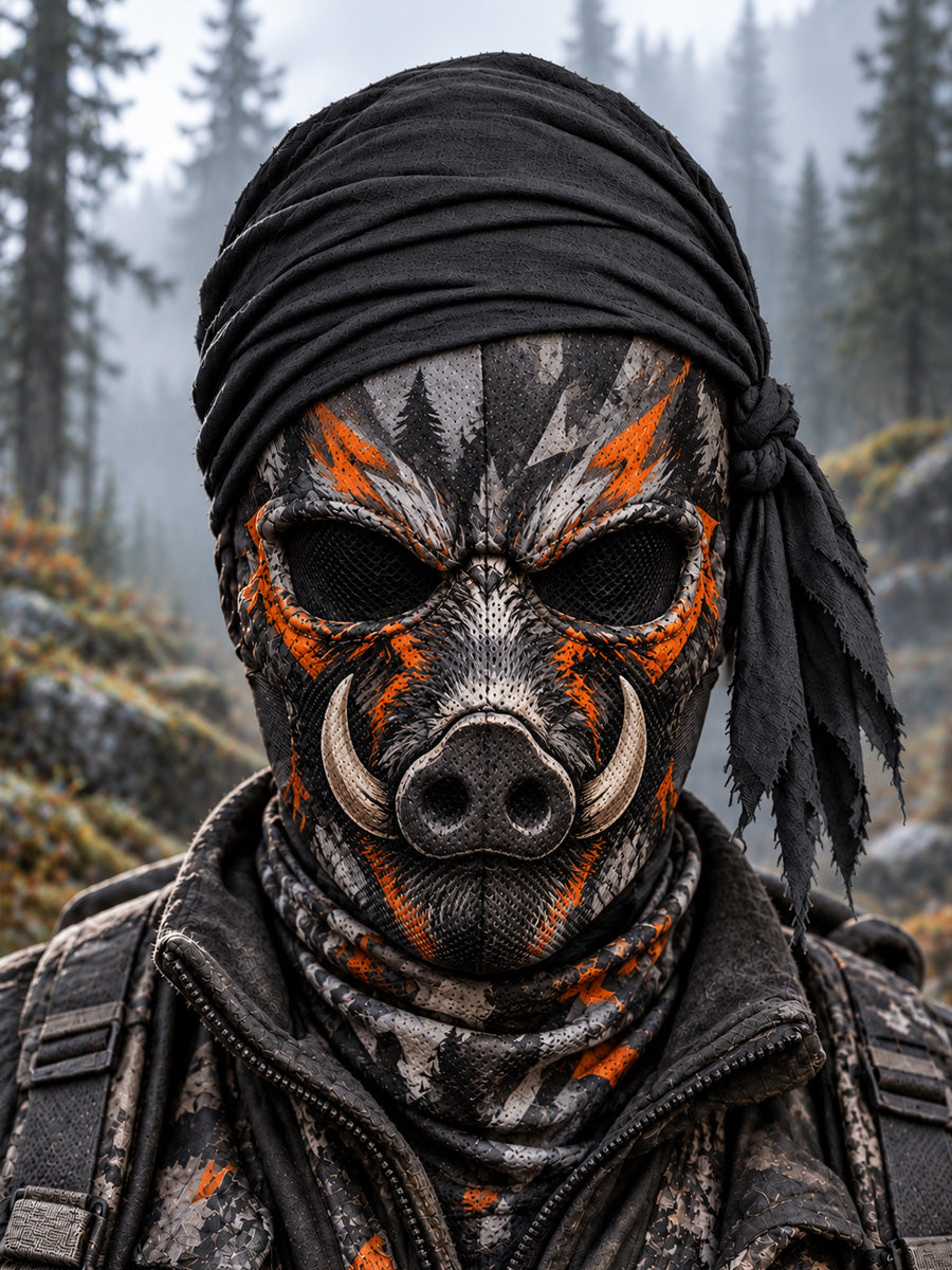 🐗 Wild Boar Hunting-Themed Face Mask