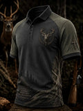 Men's Vintage Faith Traditional Reindeer Pattern Printed Short-Sleeve Top