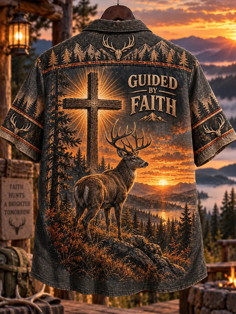 Retro Deer Hunting Culture Art Print Casual Shirt