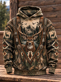 Retro Hunting Culture Print Casual Hoodie
