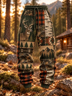 Men's Retro Hunting Culture Art Print Loose Drawstring Pants