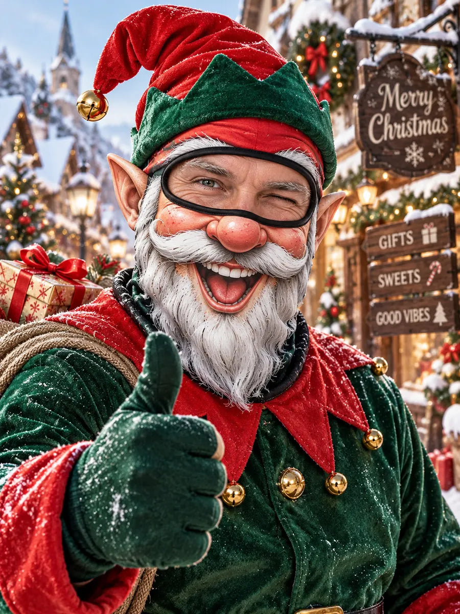 Funny Christmas Elf Face Mask