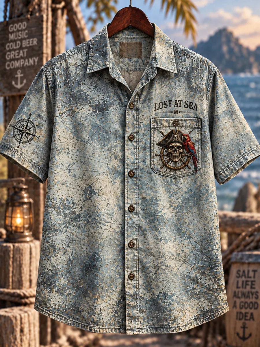 Men's "LOST AT SEA FOUND AT THE BAR STILL CHASING SUNSETS" Print Shirt