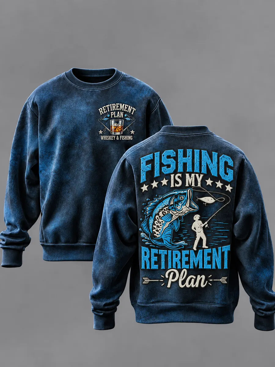 Men's Retro Retired Art Print Casual Sweatshirt