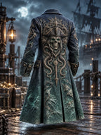 Men's Vintage Pirate Skull Art Print Coat