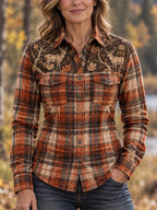 Women's Retro Hunting Culture Art Print Casual Long-Sleeve Shirt