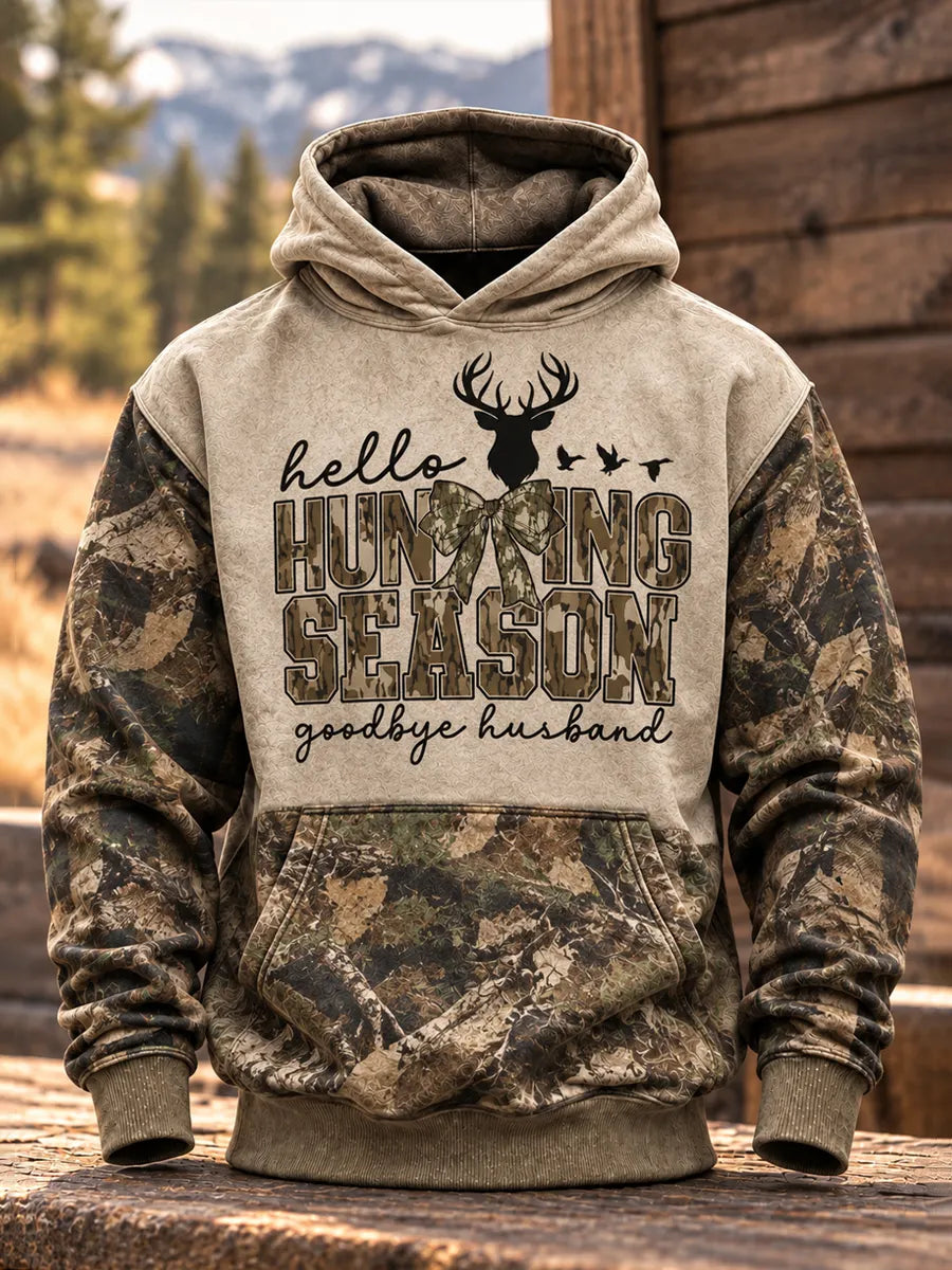 Retro Hunting Culture Print Casual Hoodie