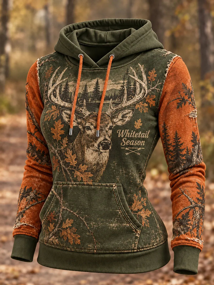 Women's Retro Hunting Culture Art Print Hoodie