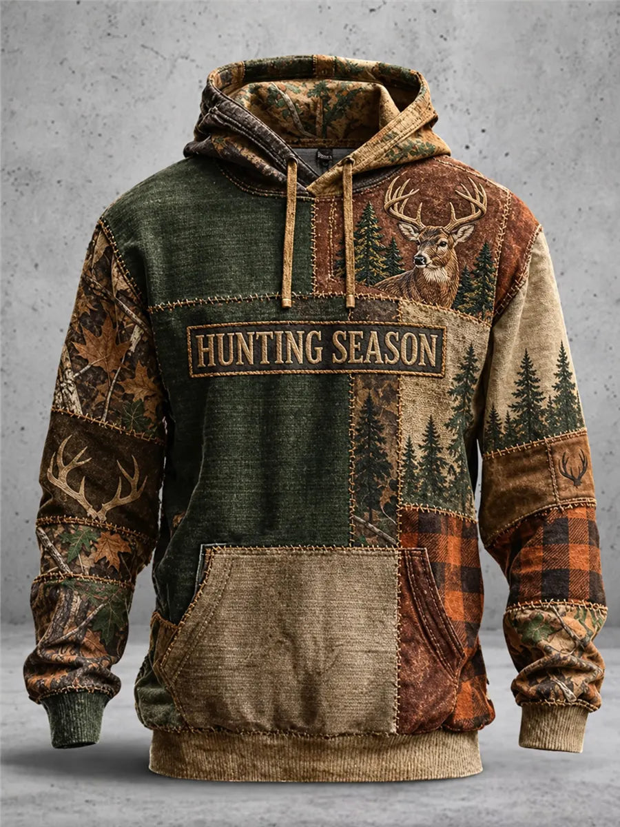 Retro Hunting Culture Print Casual Hoodie