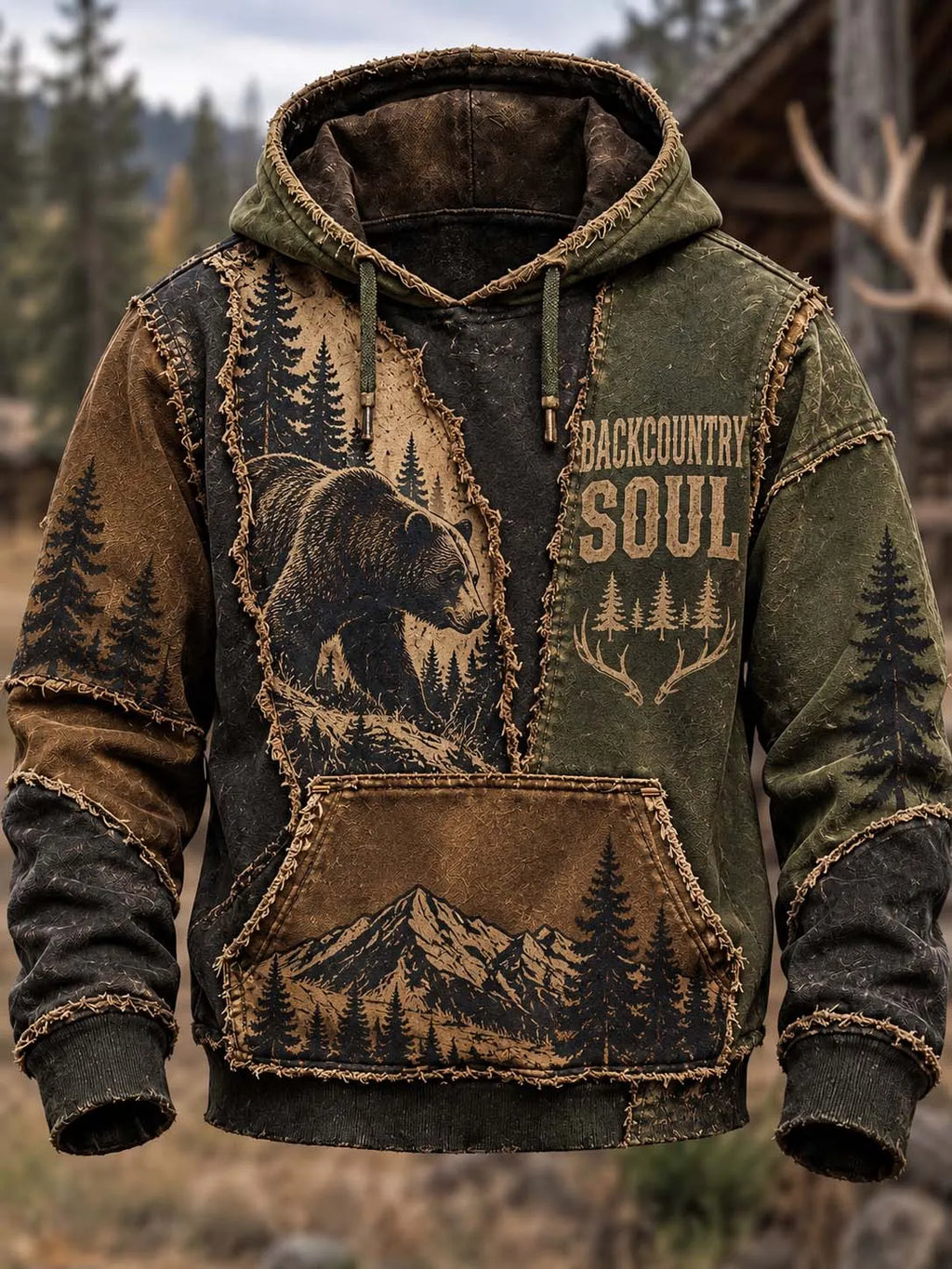 🌲 Backcountry Soul Grizzly Bear Forest Hoodie
