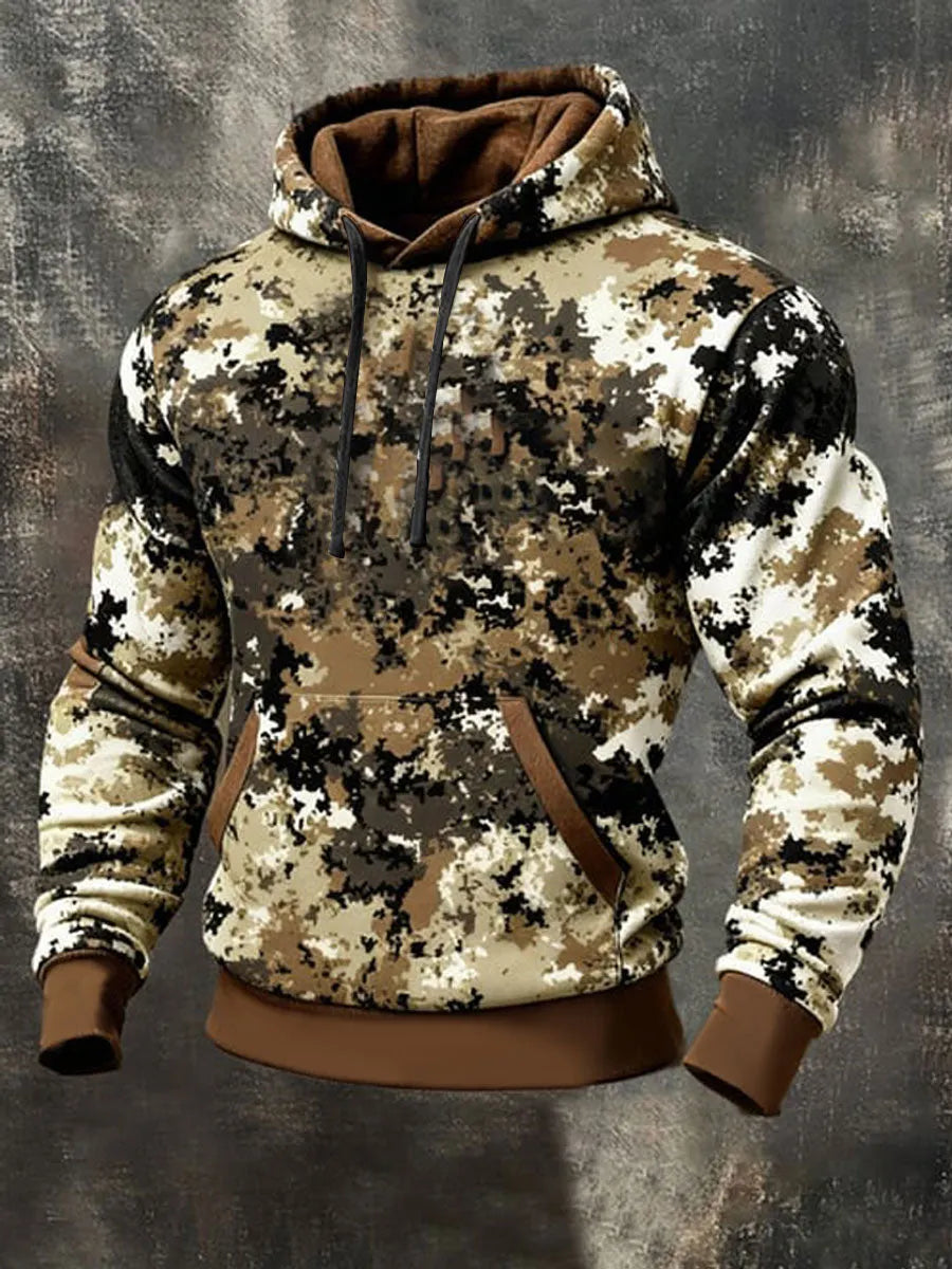 Men's Camouflage Oversized Drop-Shoulder Hoodie With Pockets