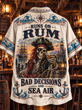 ⚓ "Runs on Rum" Antique Map & Lighthouse Pirate Shirt