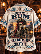 ⚓ "Runs on Rum" Antique Map & Lighthouse Pirate Shirt