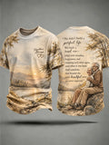 Unisex Retired Older Couple Art Printed T-Shirt