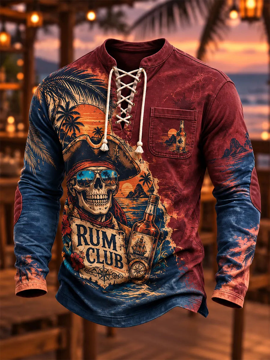 Rum Club Pirate Lace-Up Long Sleeve Shirt