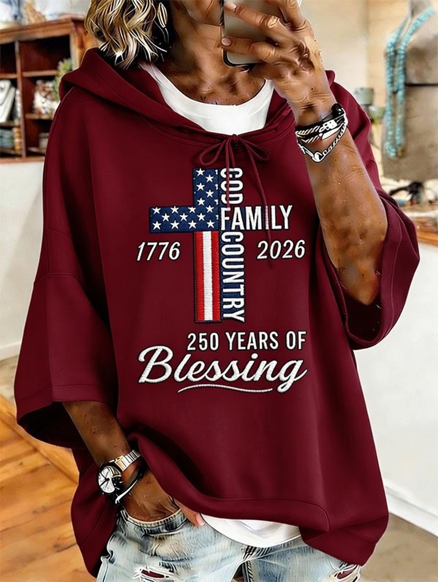 Women's 250th Anniversary Gradient Flag Cross Short Sleeve Hoodie