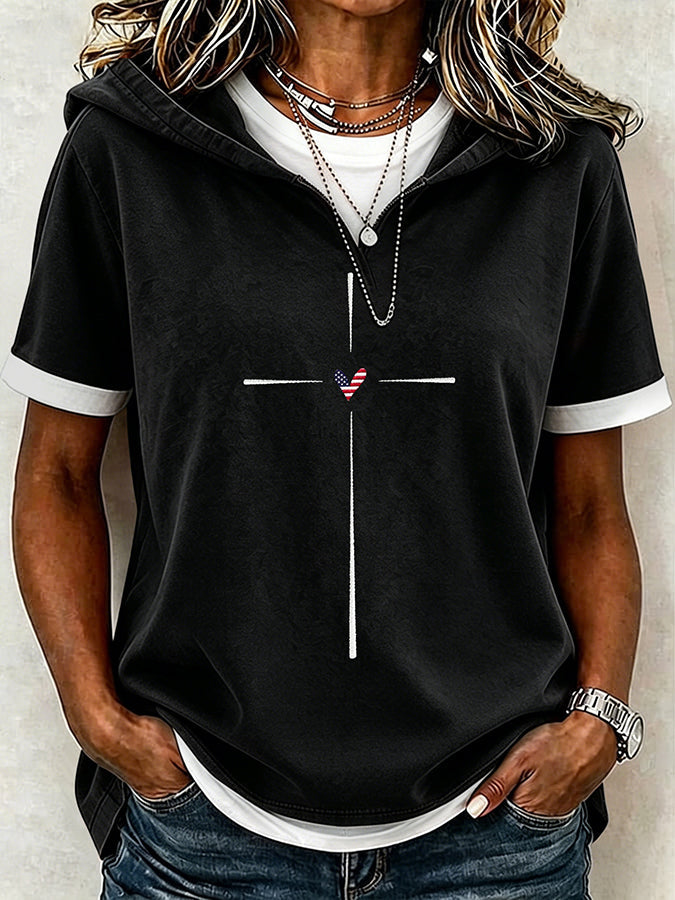 Women'S Casual Patriotic Faith Summer Hoodie
