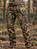 Men's Vintage Hunting Themed Print Style Multi Pocket Casual Cargo Pants