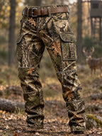 Men's Vintage Hunting Themed Print Style Multi Pocket Casual Cargo Pants
