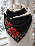 Women's Red Poppy Flower Casual Triangle Scarf