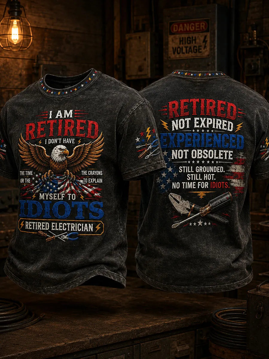 Men's "I am retired" electrician T-shirts
