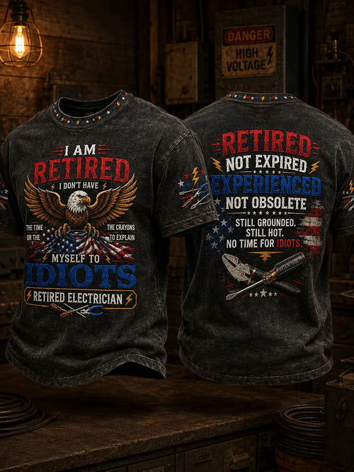 Men's "I am retired" electrician T-shirts