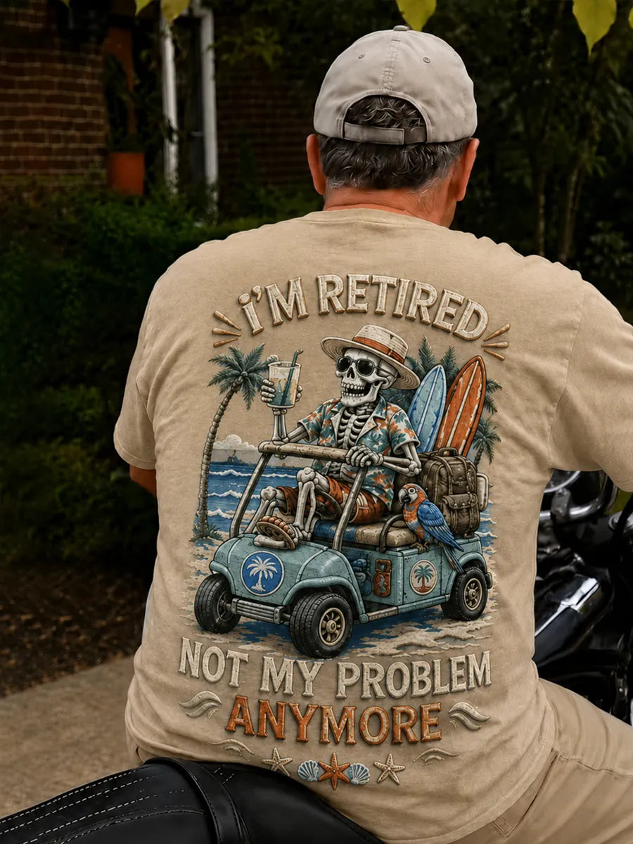 Men’s Retro Retire Art Printed T-Shirt