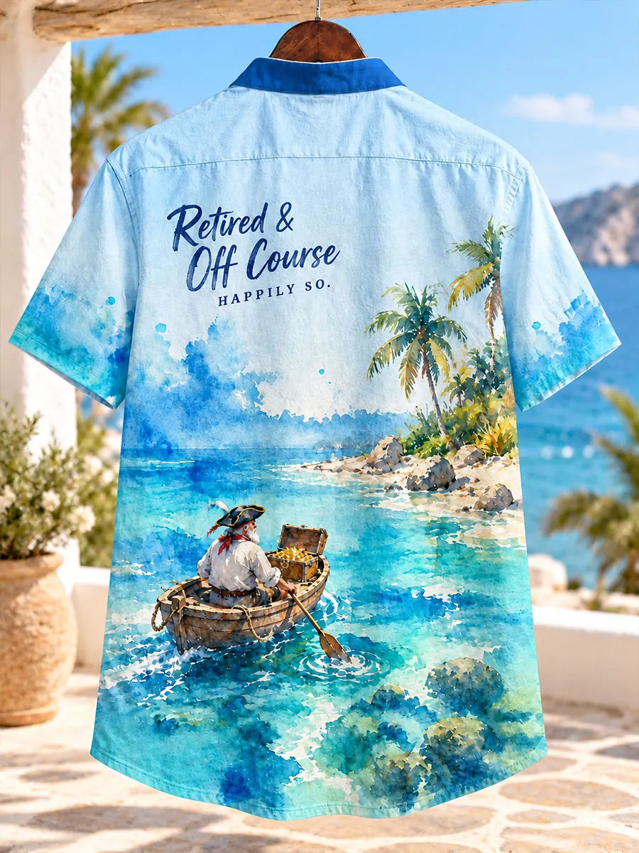 Retired & Off Course Nautical Watercolor Men’s Lace-Up Shirt