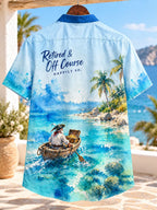 Retired & Off Course Nautical Watercolor Men’s Lace-Up Shirt