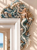 🐚 Magical Mermaid Interacting With Glowing Jellyfish Ocean Wall Decor