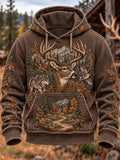 🦌 Autumn Forest Deer Wolf & Flying Duck Hoodie