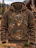 🦌 Autumn Forest Deer Wolf & Flying Duck Hoodie