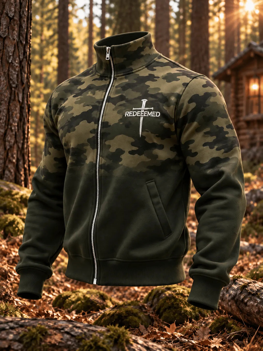 Men's Fleece-Lined Jungle Camouflage Jacket