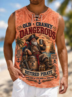 🏴‍☠️ Old Cranky Dangerous Retired Pirate Vintage Rum & Sunset Tank Top
