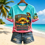 Women's I'm Retired It's 5 O'clock Everywhere Parrot V-neck Short Sleeve T-shirt