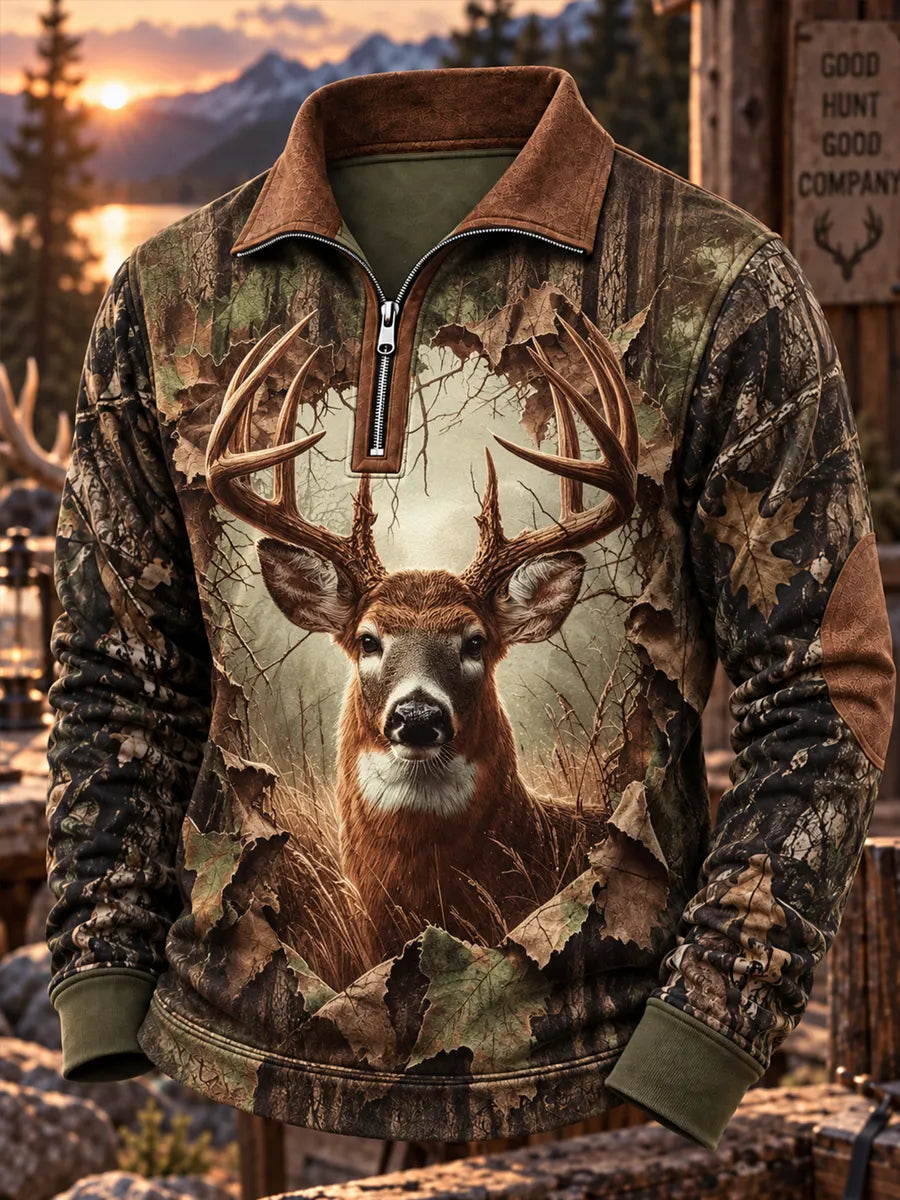 Men’s Vintage Deer Hunting Graphic Casual Sweatshirt