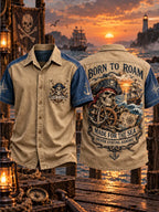Men’s Vintage Old Salt Pirate Printed Short Sleeve Shirt