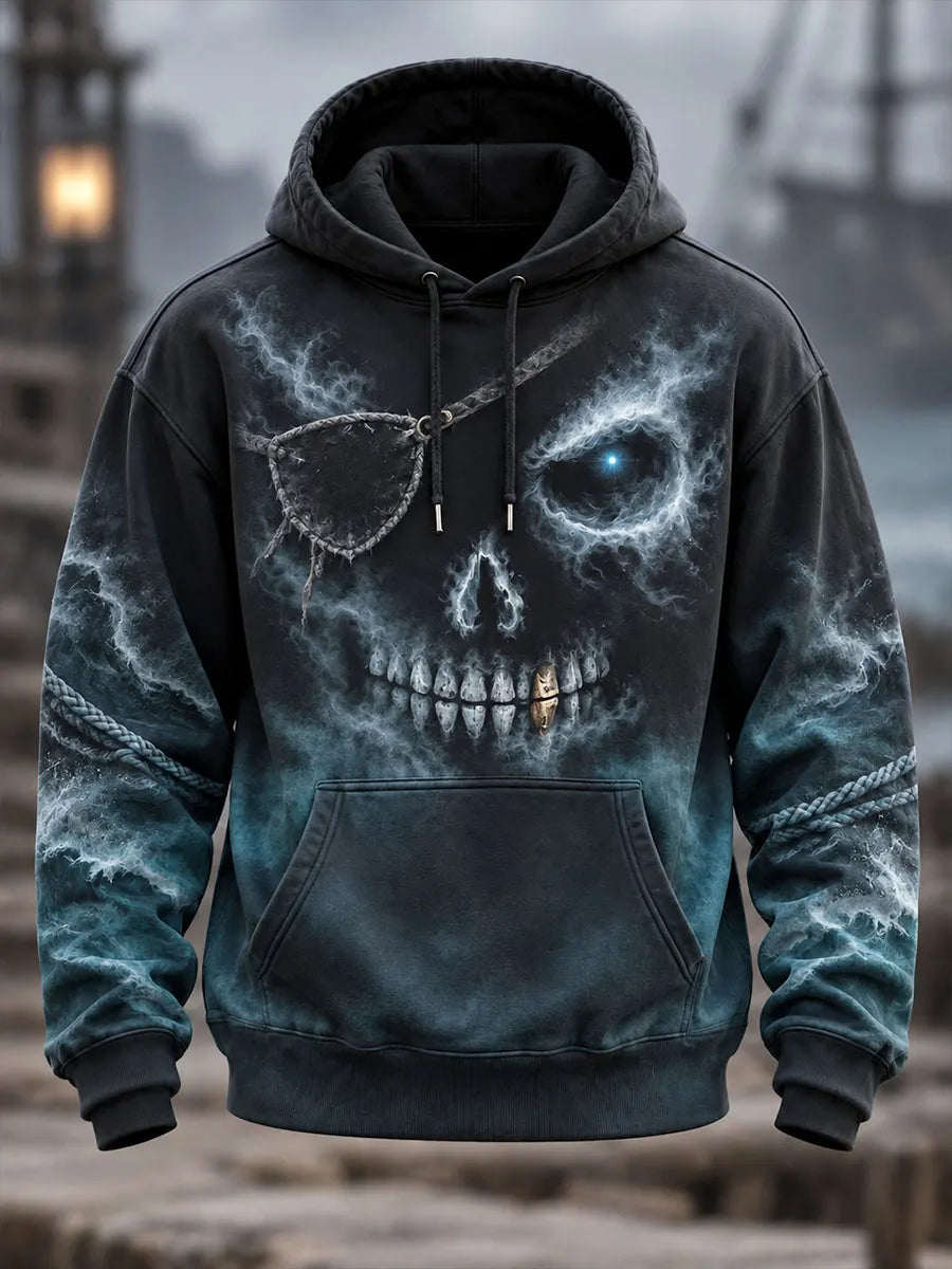 Ghost Pirate Skull Print Hoodie