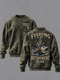 Men's Retro Retired Life Art Print Casual Sweatshirt