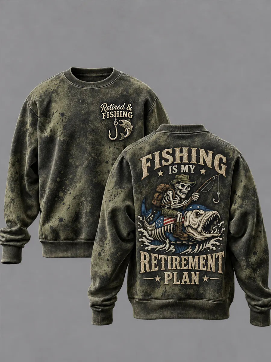 Men's Retro Retired Life Art Print Casual Sweatshirt