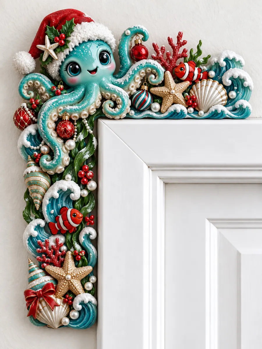 🐙 Christmas Octopus Door Frame Topper