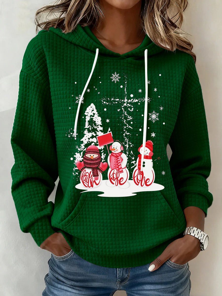 Women's Casual Christmas Faith Print Hoodie