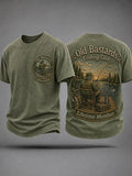 Men's Funny Old Bastards Fishing Club Lifetime Member Print Casual Tee