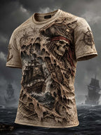 🏴‍☠️ Vintage Ripped Pirate Skull & Ghost Ship T-Shirt