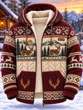 Nordic Snowflake Deer Sherpa-Lined Full-Zip Hoodie