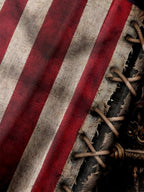 Moisture-Wicking U.S. Independence Day Flag & Pirate Theme Chest Pocket Festive Hawaiian Shirt