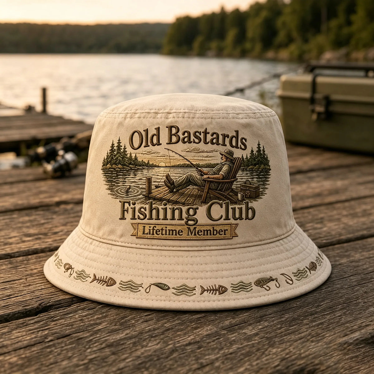 Unisex Funny Old Bastards Fishing Club Lifetime Member Print Hat