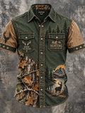 Men’s Retro Hunting Season Art Print Casual Shirt