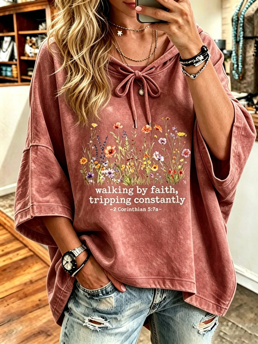 Women's Walking By Faith Pattern Hoodie