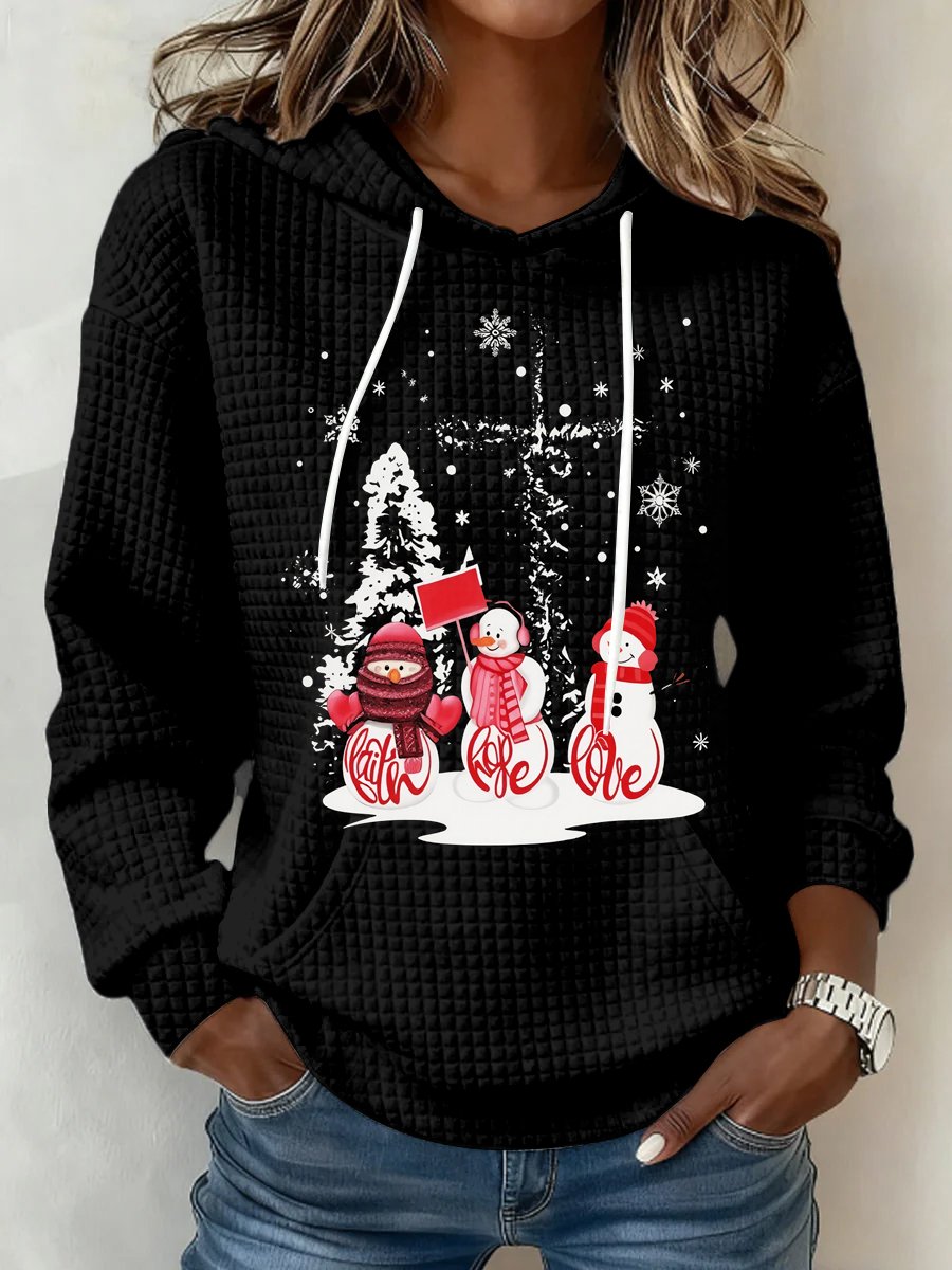Women's Casual Christmas Faith Print Hoodie